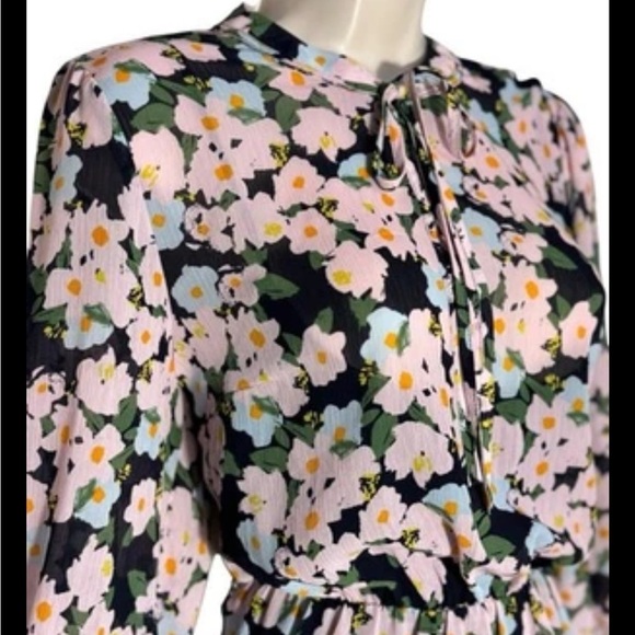 J.Crew Mercantile Drapey Tie Front Floral Dress Elastic Waist Size Small NEW - Picture 7 of 12